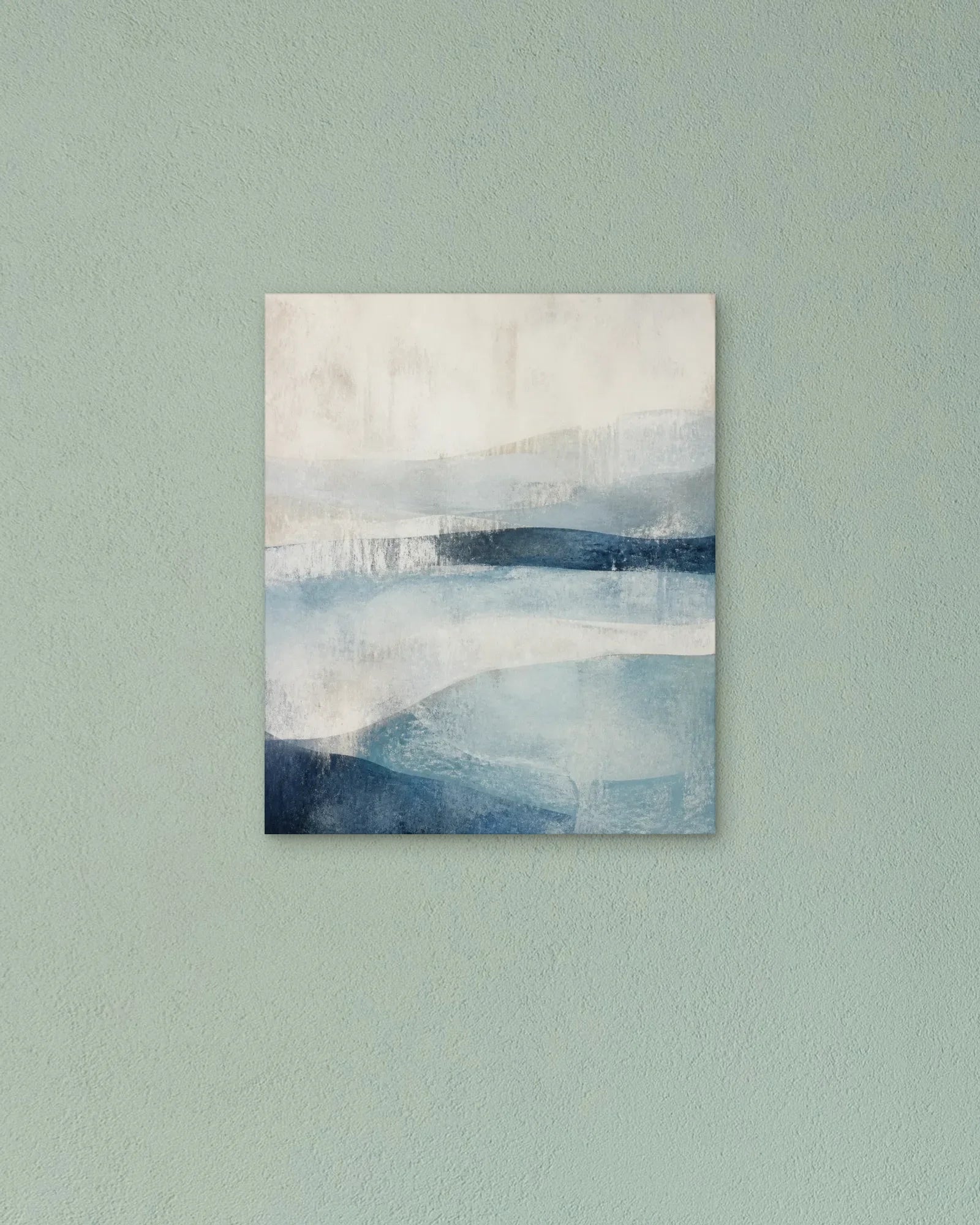Patina Blue III indigo print bringing calm to a bedroom wall
