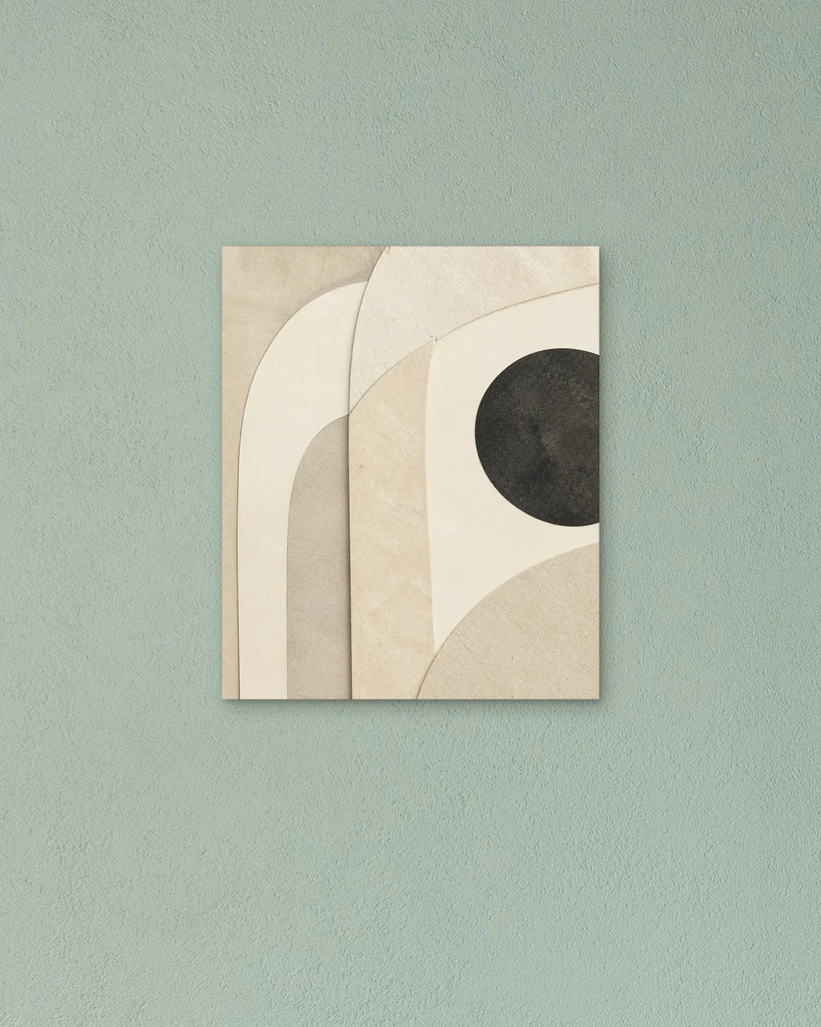 Quiet Form I warm abstract print hung in a calm interior
